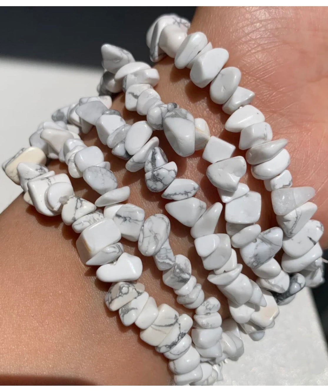 Rose, obsidian, howlite chips bracelet