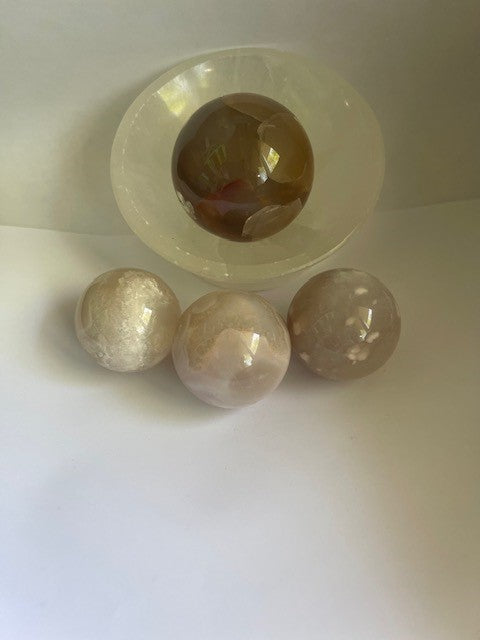 spheres pink flower agate