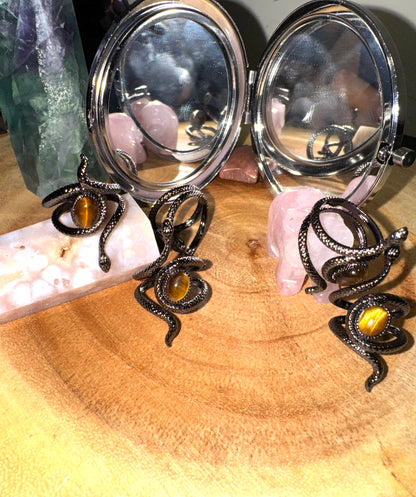 Tiger eyes snakes ring