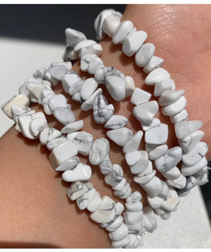 Rose, obsidian, howlite chips bracelet