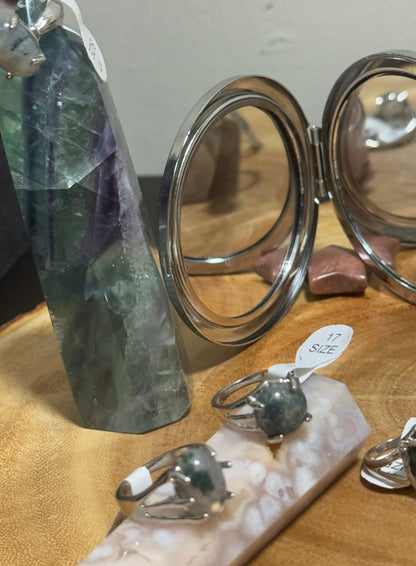 Moss agate Rings (17size)