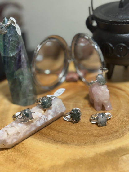 Moss agate Rings (17size)