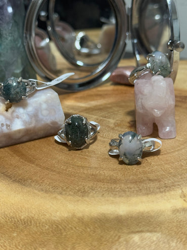 Moss agate Rings (17size)