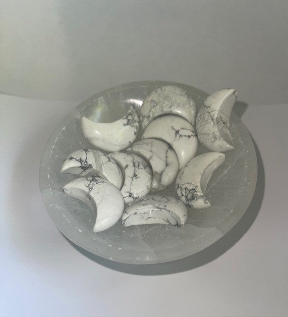 howlite half moon carved