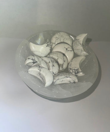 howlite half moon carved