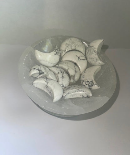howlite half moon carved
