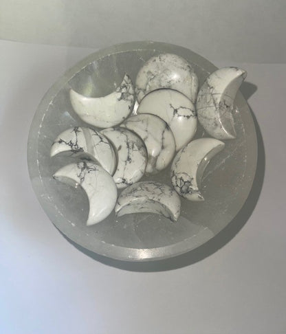 howlite half moon carved